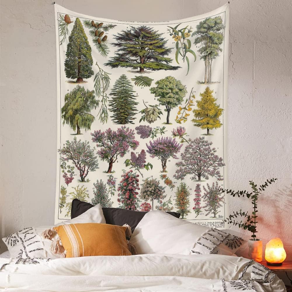 VibeCore Vintage Tree Chart Tapestry On Wall Behind Bed