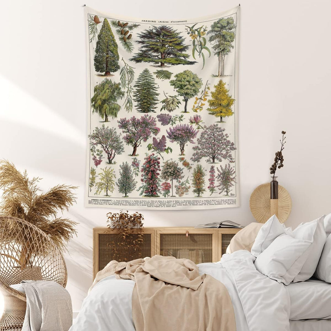VibeCore Vintage Tree Chart Tapestry On Wall In Bedroom