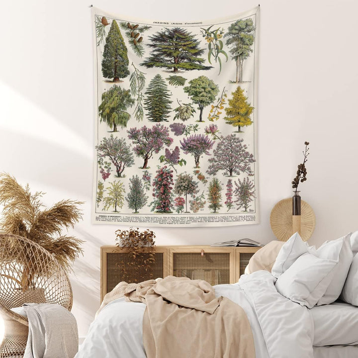 VibeCore Vintage Tree Chart Tapestry On Wall In Bedroom