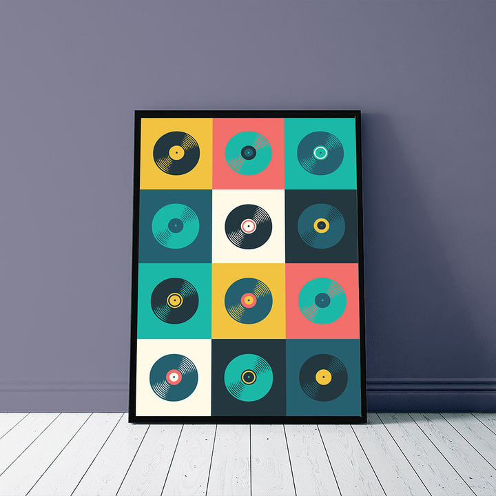 VibeCore Vinyl Canvas Print Framed Leaning Against Wall