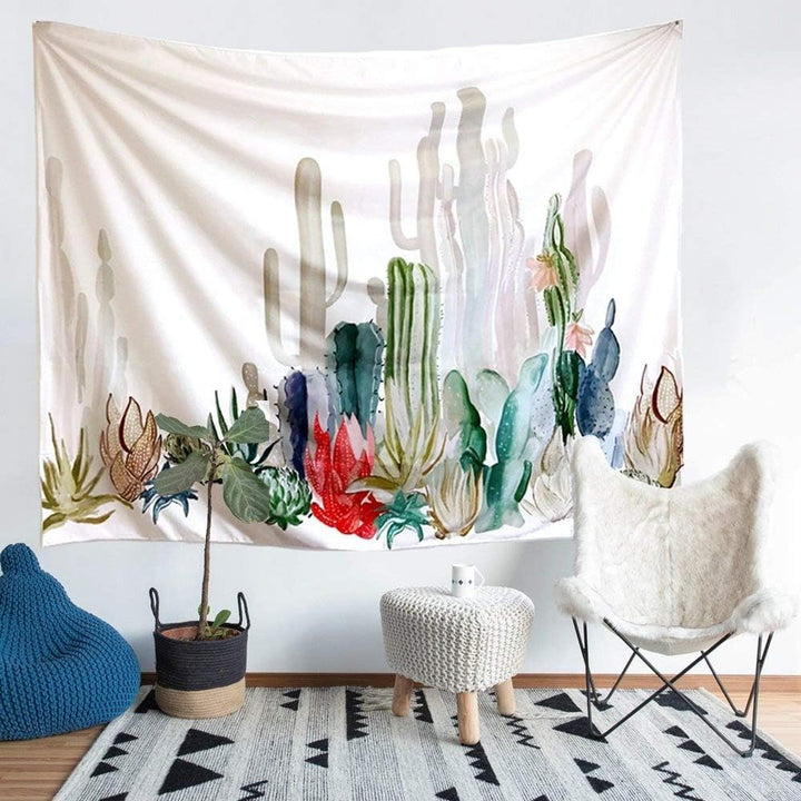 VibeCore Watercolor Cactus Tapestry On Wall