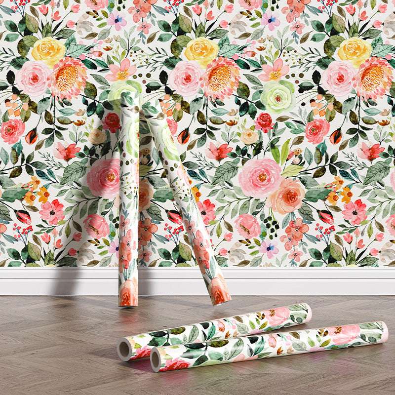 VibeCore Watercolor Floral Self-Adhesive Wallpaper with soft floral watercolor design, durable, waterproof, peel-and-stick application for easy room transformation.