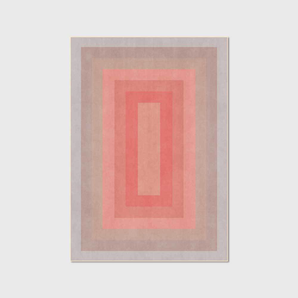 VibeCore Watercolor Gradient Area Rug Coral Pink, showcasing a smooth, vibrant gradient of coral pink hues that create a warm, inviting atmosphere in the room.