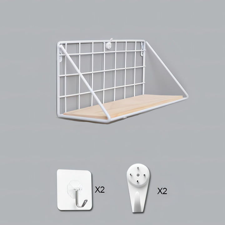 VibeCore Wood+Iron Wall Shelf White (S) – a stylish, space-saving shelf with a rustic industrial design. Made with wood and metal, it’s perfect for displaying plants, books, and decor. Easy to install, ideal for adding charm to bedrooms, dorms, or apartments.