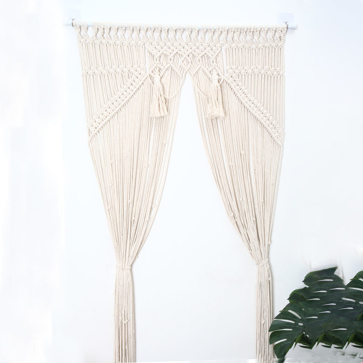 VibeCore Zen Fringe Handmade Macrame Curtain Hanging With Sides Tied