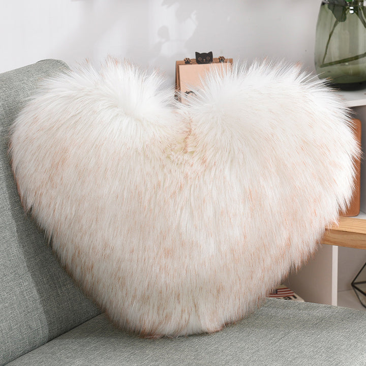 Fluffy Heart Throw Pillow