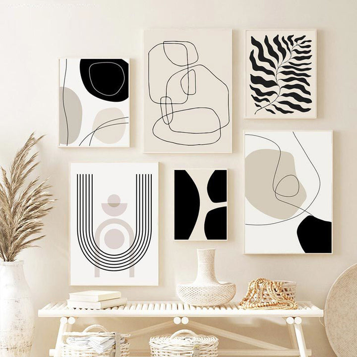 Abstract Black & Beige Canvas Posters