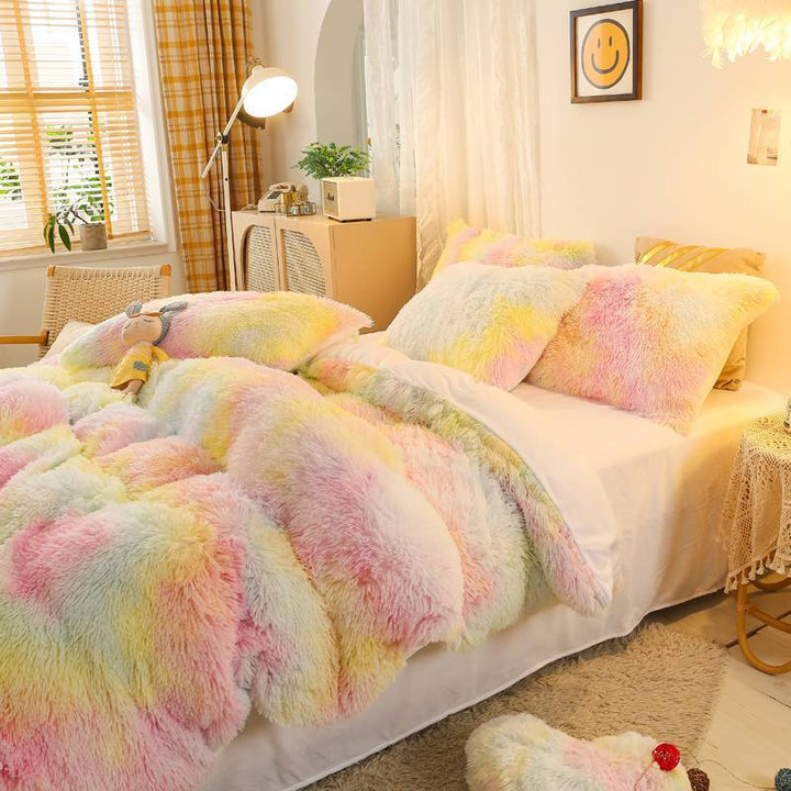 Rainbow Fluffy Bedding Set