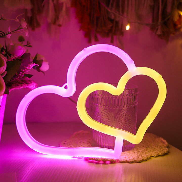 Two Hearts Neon Light (5 Color Options)