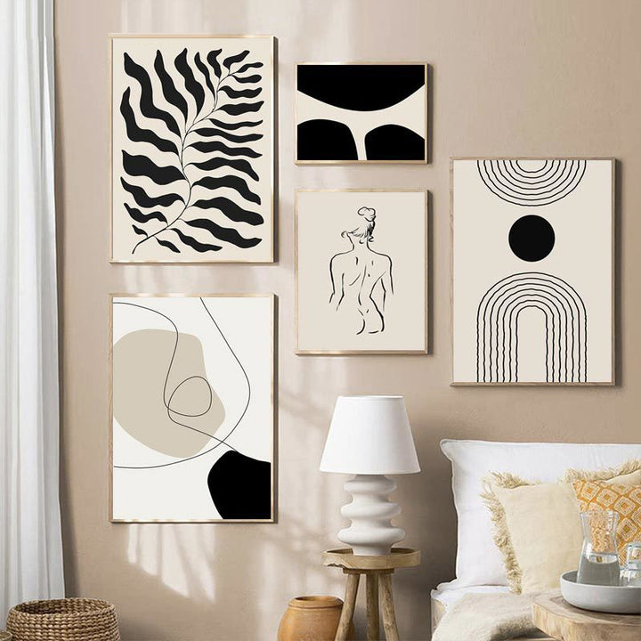 Abstract Black & Beige Canvas Posters