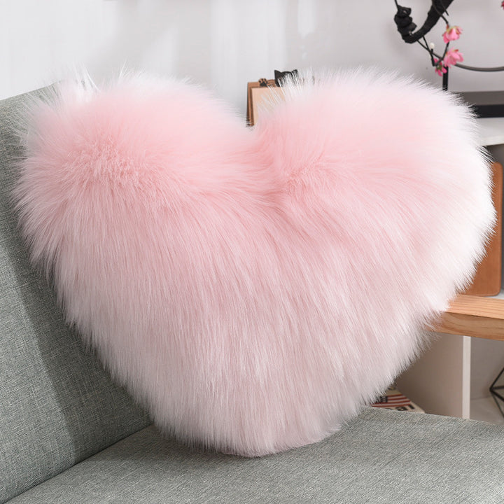 Fluffy Heart Throw Pillow