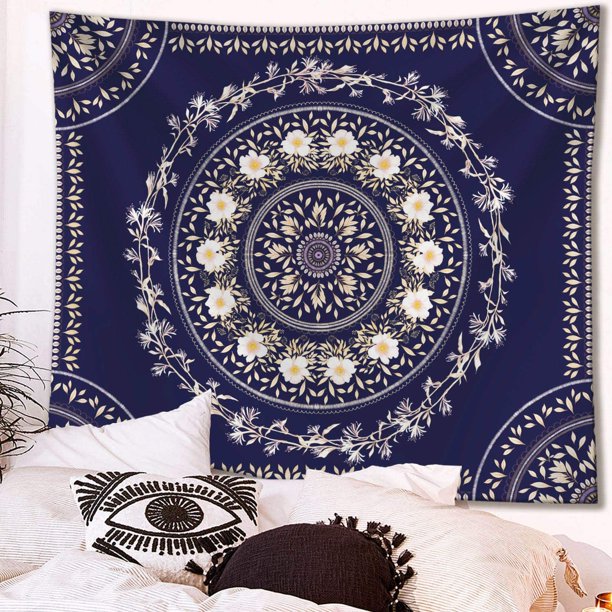 Navy Mandala Tapestry