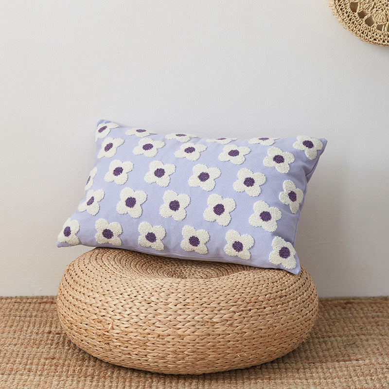 Embroidered Daisies Throw Pillow Covers