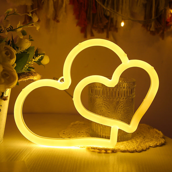 Two Hearts Neon Light (5 Color Options)