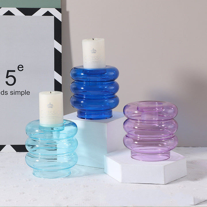 Retro Glass Donut Candle Holder