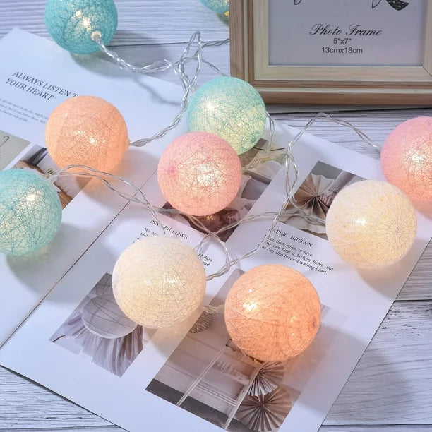 Cotton Bubble String Lights (5 Color Options)