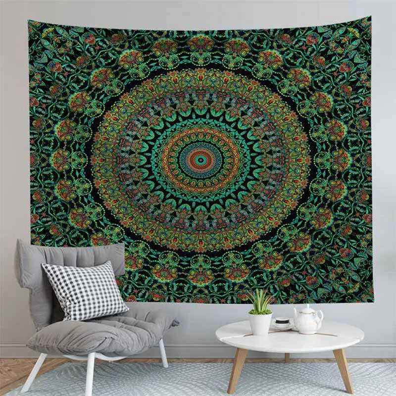 Green Mandala Tapestry