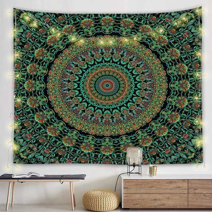 Green Mandala Tapestry