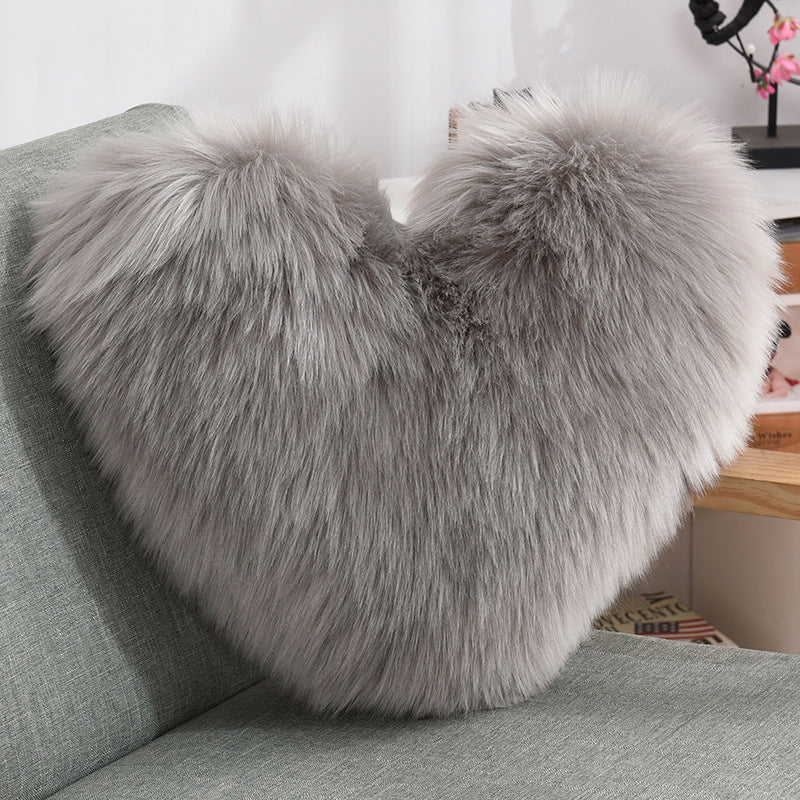 Fluffy Heart Throw Pillow