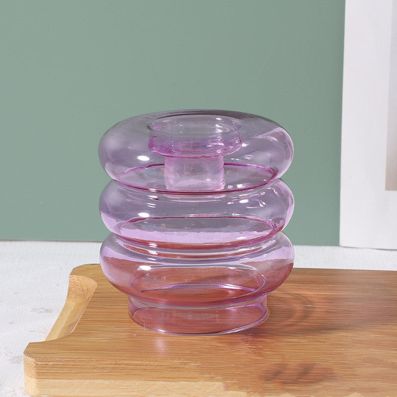 Retro Glass Donut Candle Holder