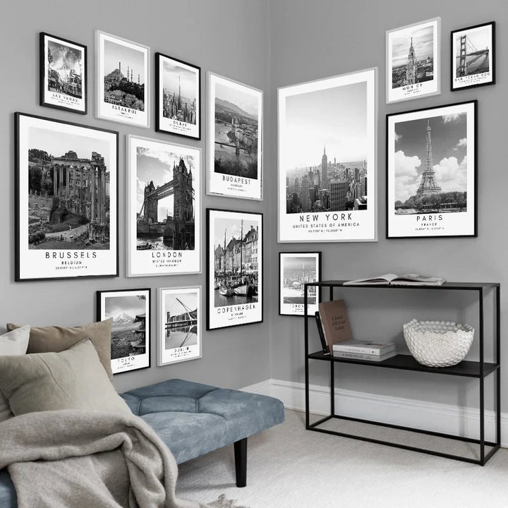 Black And White Cities Canvas Posters