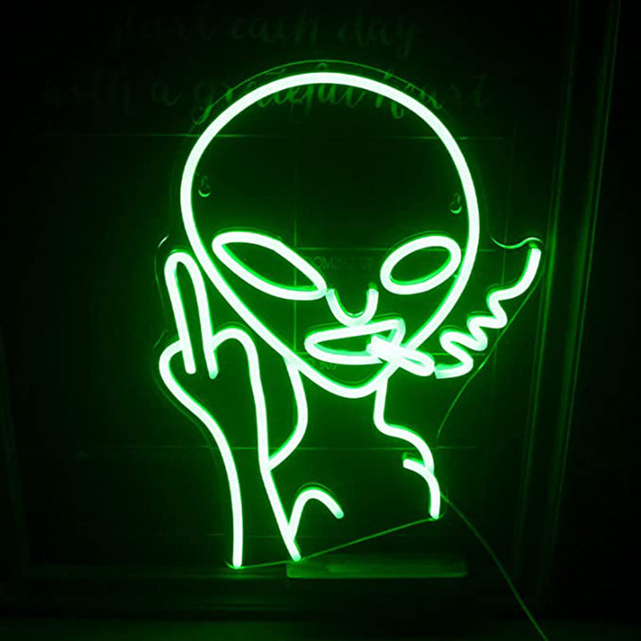 Smoking Alien Neon Light