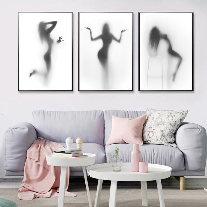 Foggy Glass Woman Canvas Posters