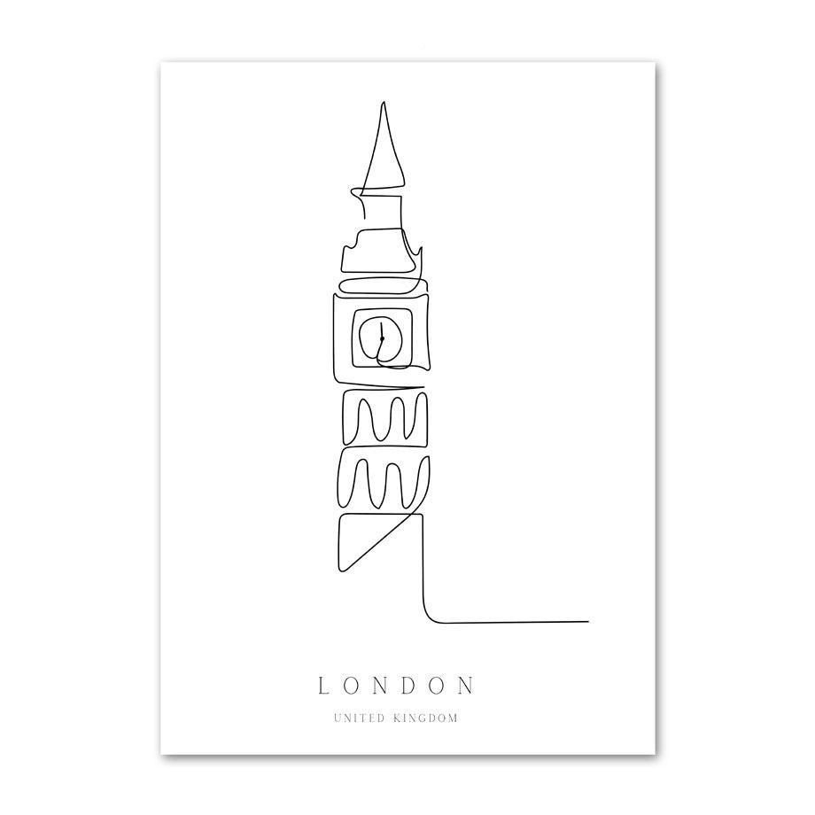 Fine Line Cities Canvas Posters