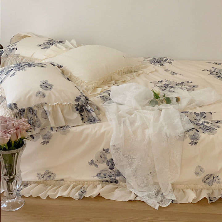 Flower Ink French Ruffles Bedding Set