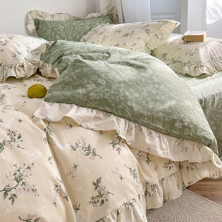 Green Garden Double-Layered Bedding Set