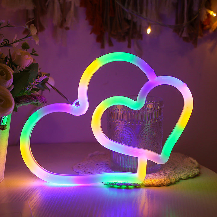 Two Hearts Neon Light (5 Color Options)