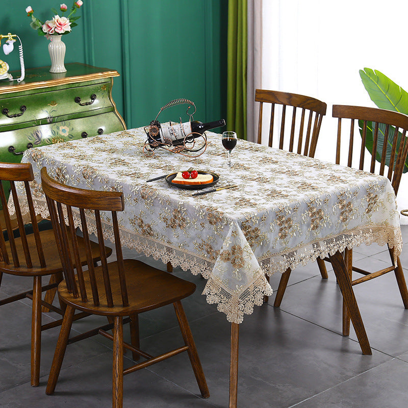 Embroidered Floral Tablecloth