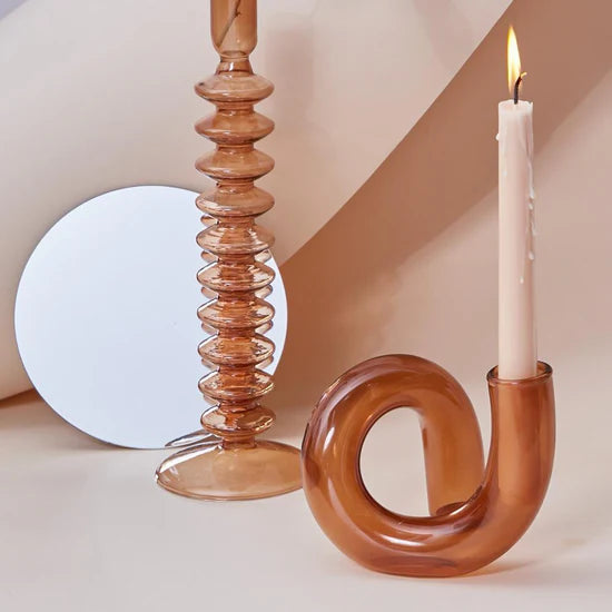 Modern Twist Glass Candle Holder