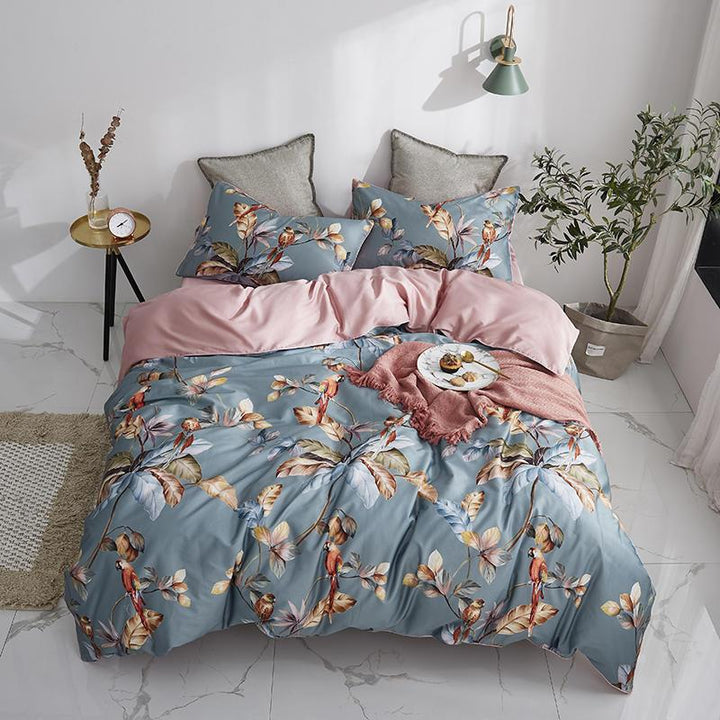 Satin Flower Language Bedding Set