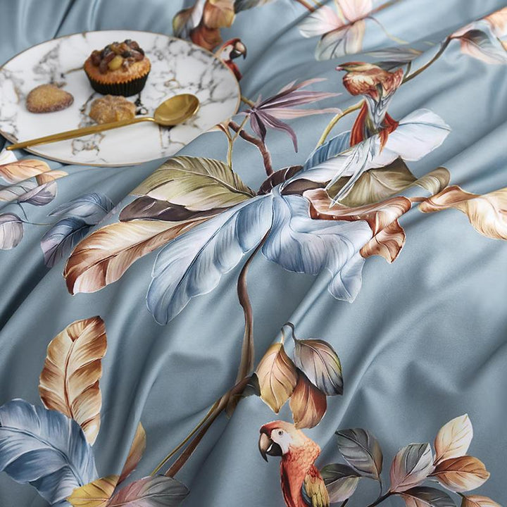 Satin Flower Language Bedding Set