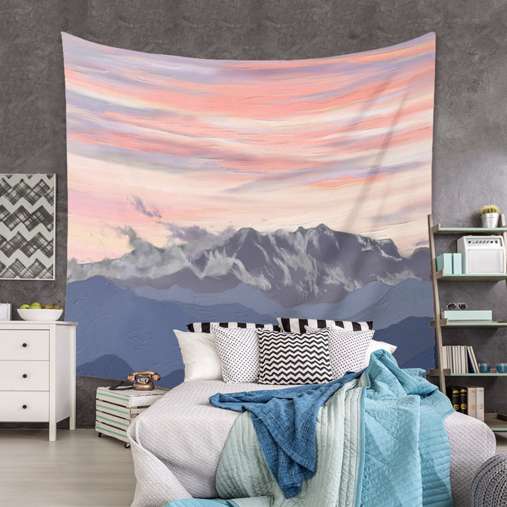 Pink Skies In The Alps Tapestry