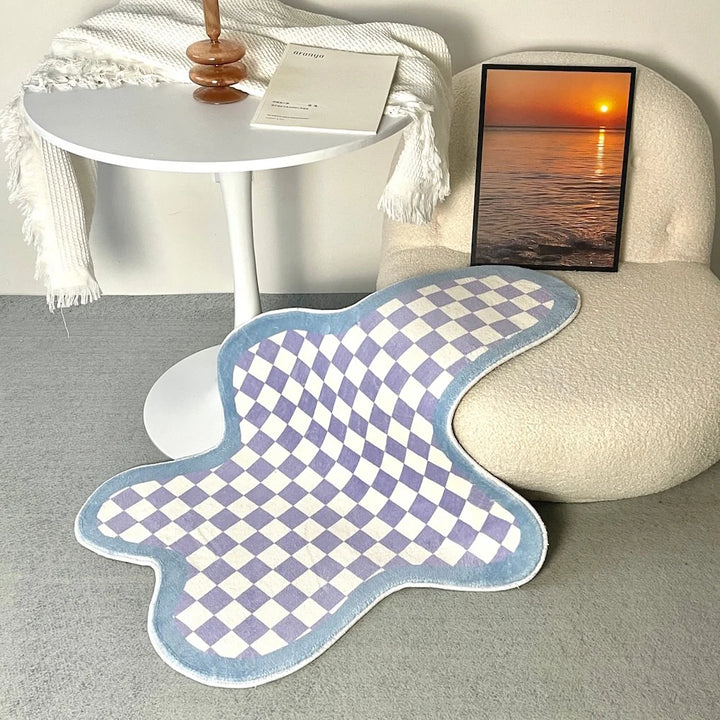 Checkerboard Irregular Blob Accent Rug (2 Color Options)