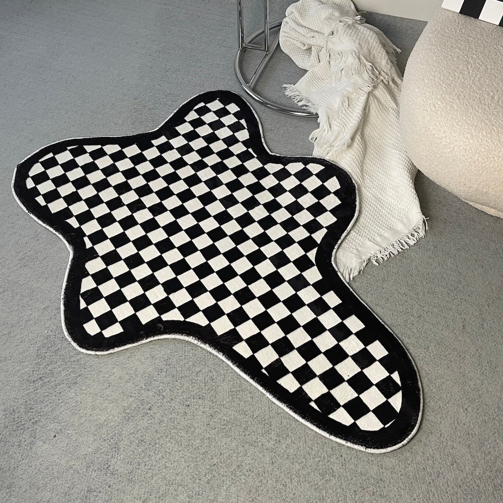 Checkerboard Irregular Blob Accent Rug (2 Color Options)