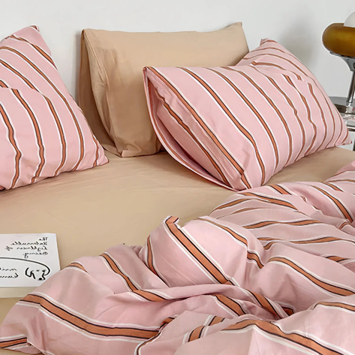 Pink Stripe Bedding Set