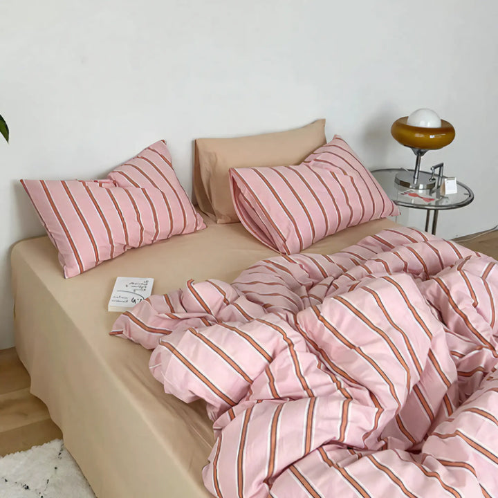 Pink Stripe Bedding Set