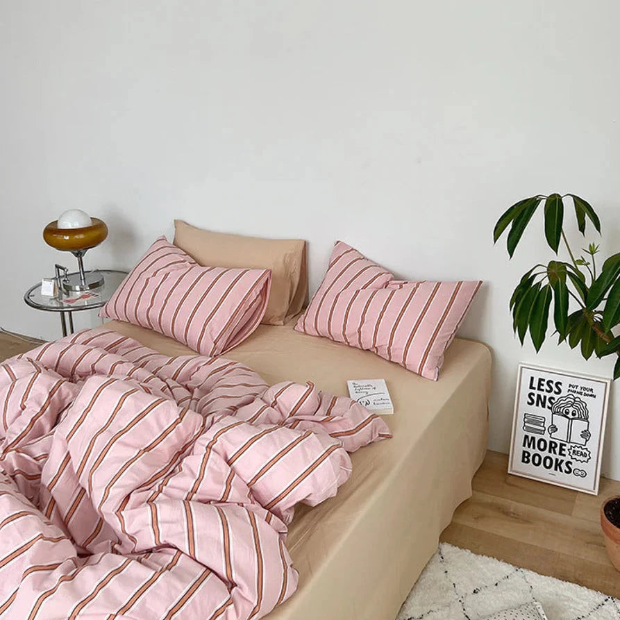 Pink Stripe Bedding Set