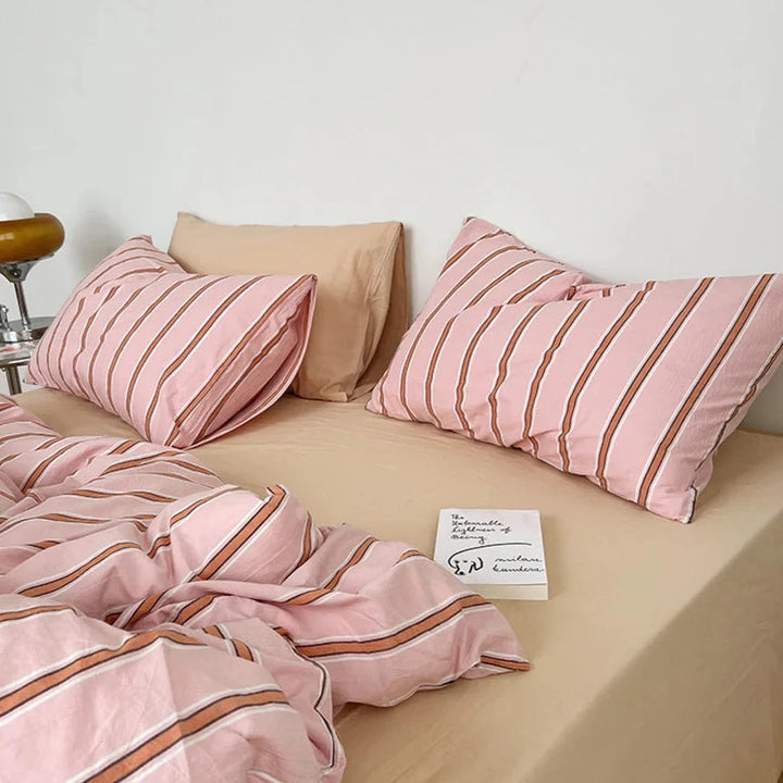 Pink Stripe Bedding Set