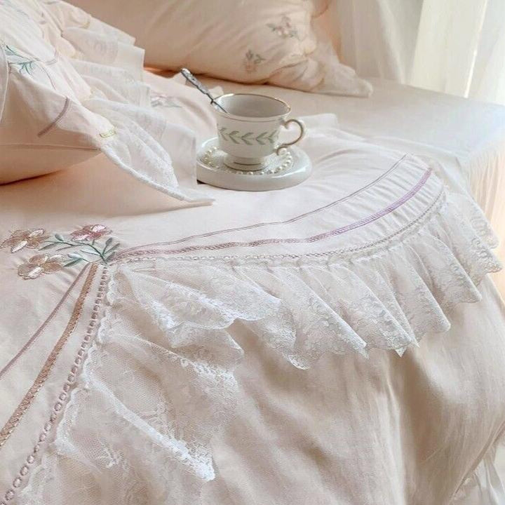 Embroidered Lace Coquette Bedding Set