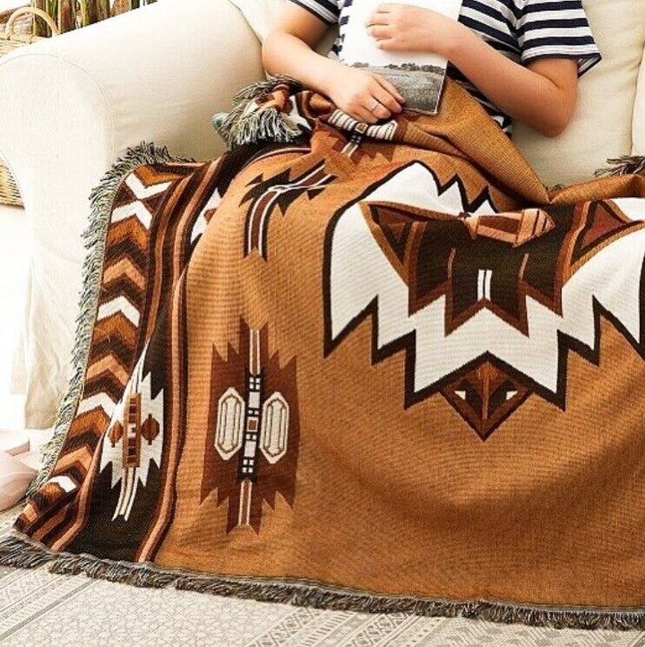 Brown Aztec Woven Blanket