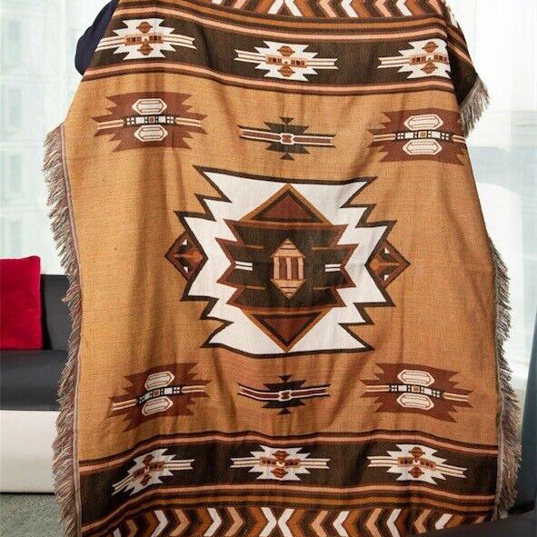 Brown Aztec Woven Blanket