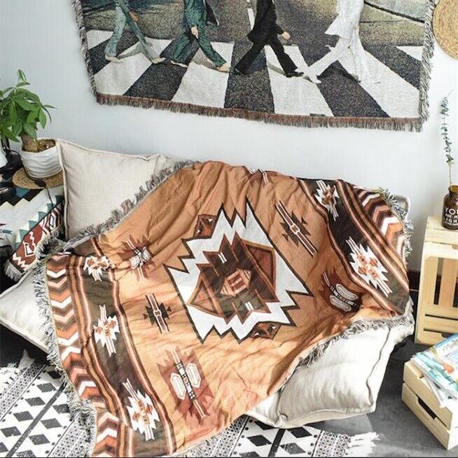 Brown Aztec Woven Blanket