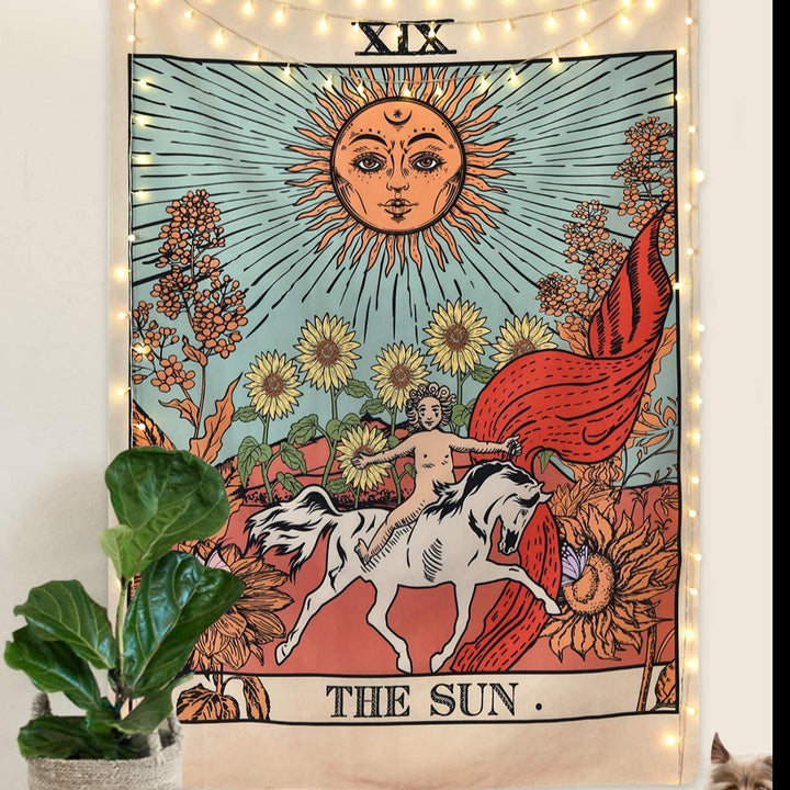 The Sun Colorful Tarot Tapestry