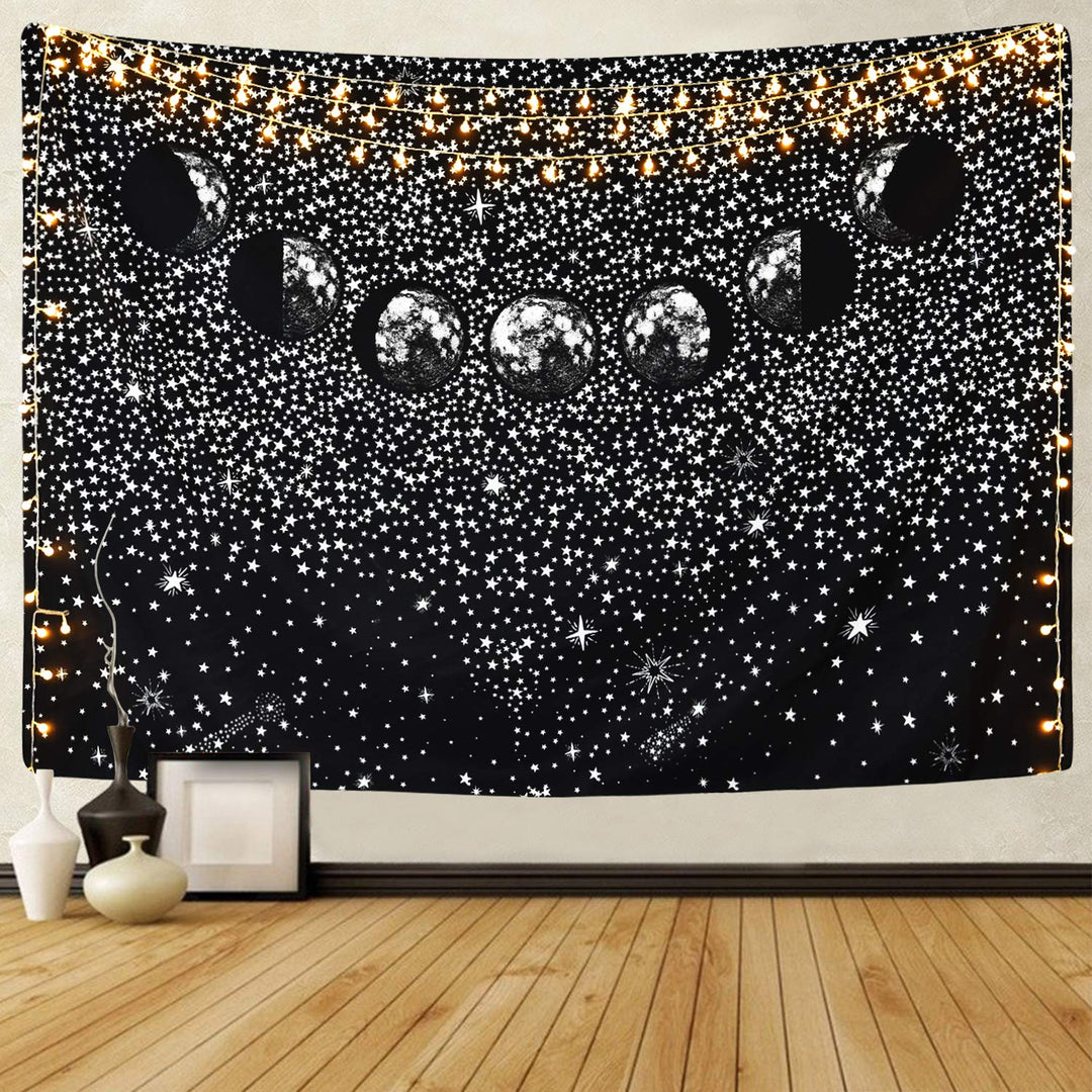 Black Moon Phases Tapestry