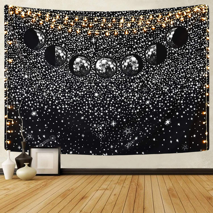 Black Moon Phases Tapestry