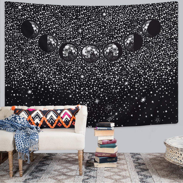 Black Moon Phases Tapestry
